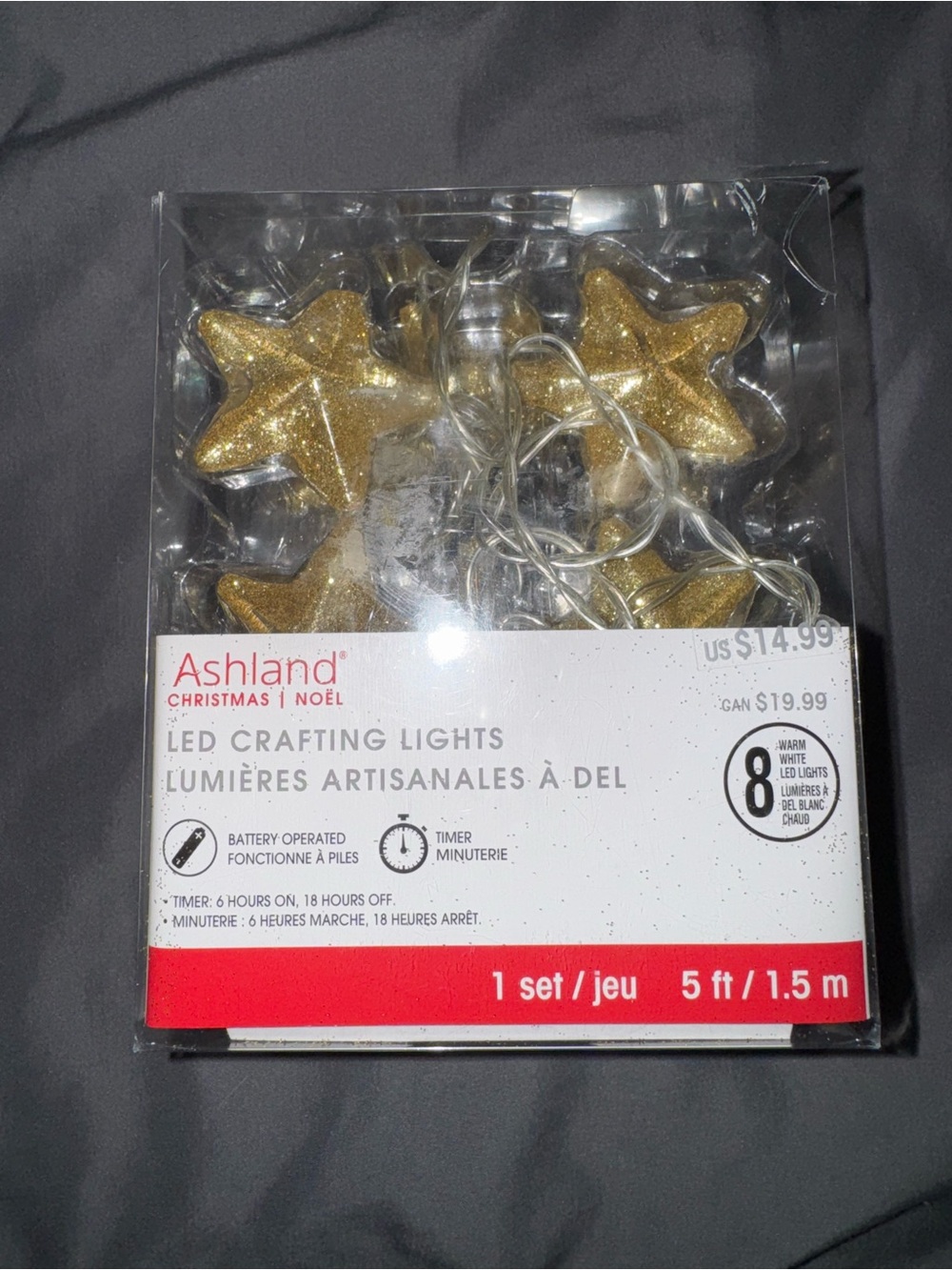 Ashland LED Crafting Lights Gold Star String Lights Battery Operated